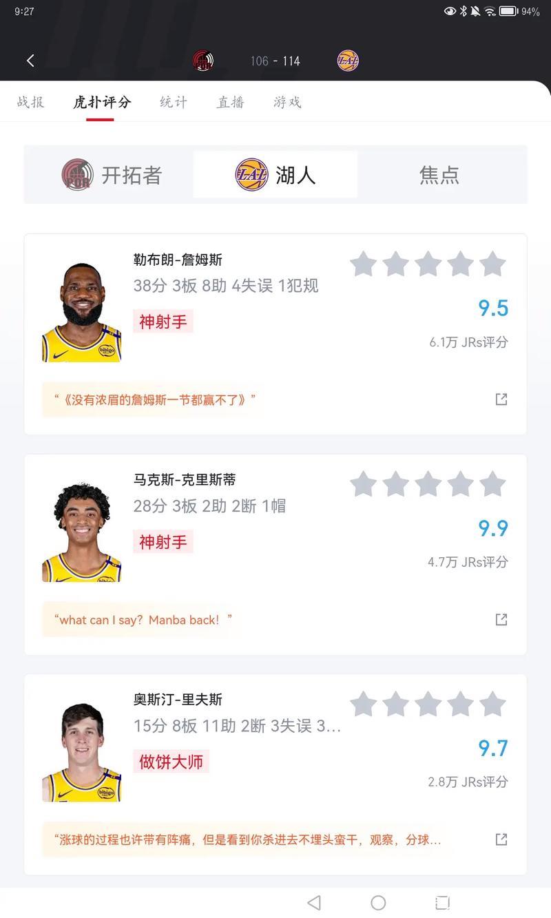 詹姆斯砍下38分克里斯蒂贡献28分 湖人击败开拓者